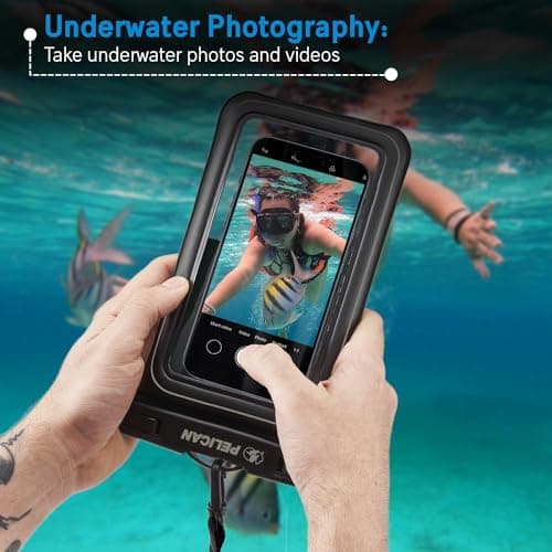 Pelican Marine - IP68 Waterproof Phone Pouch/Case (XL Size) - Floating Waterproof Phone Case For iPhone 14 Pro Max/ 13 Pro Max/ 12 Pro Max/ 11/ S23 Ultra/Pixel 7- Detachable Lanyard - Black — view 4