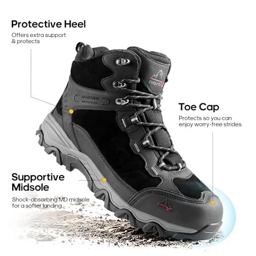 NORTIV 8 Men's Waterproof Lightweight Hiking Boots,Size 10W,Black — view 6