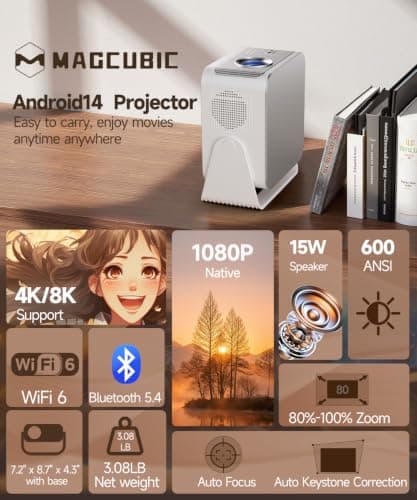 Mini Projector 4K Support, Native 1080P Magcubic Smart Portable Projector — view 2