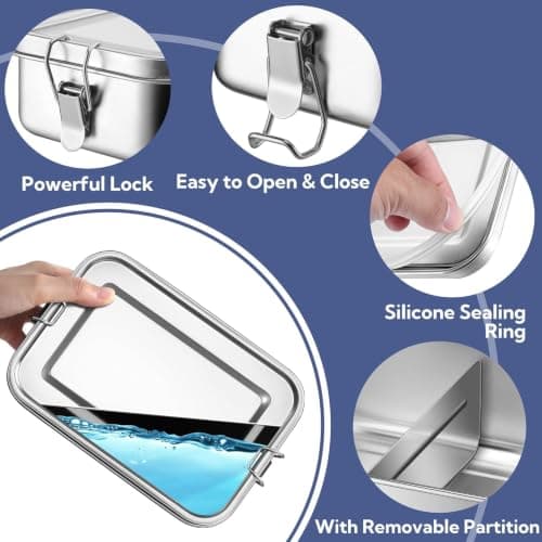 Joyfair 1400ml Stainless Steel Compartment Bento Lunch Box with Cloth Bag — view 3