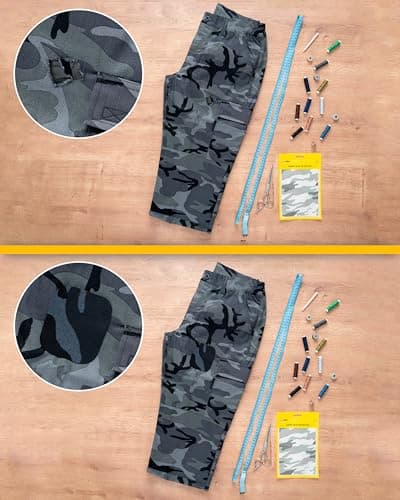ZEFFFKA Camouflage Iron-On Patches Military Style Fabric Repair Kit Durable Adhesive 100% Cotton 5 Pieces Size 5” x 7” (13 cm x 18 cm) — view 5