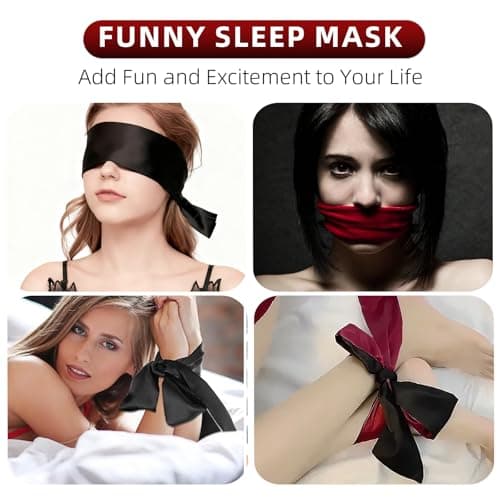 Blindfold, 2PCS Blind Folds for Adult Play,Soft Comfortable Blindfold for Couples,Silk Satin Eye Mask for Sleeping Games Silk Covers Sleep Mask Valentine Gift, for Home Play Travel Use - 130cm — view 2
