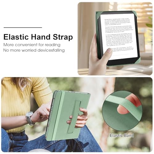 HoYiXi Universal Case for 6 inch Kindle eReader Compatible with Paperwhite(2025/2018)/PocketBook and Tolino/Kobo Clara HD,6" eReader Protective Case Cover Elastic rope,White flowers — view 5