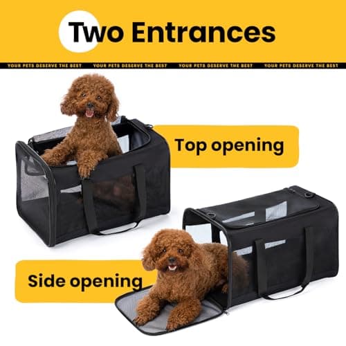Conlun Dog Carrier Bag,Soft-Sided Pet Carriers for Dogs with 4-Sided Mesh, Cat Transport for Large Cats Small Dog Up to 9Kg,Collapsible Dat Travel Carrier-L,Black — view 3