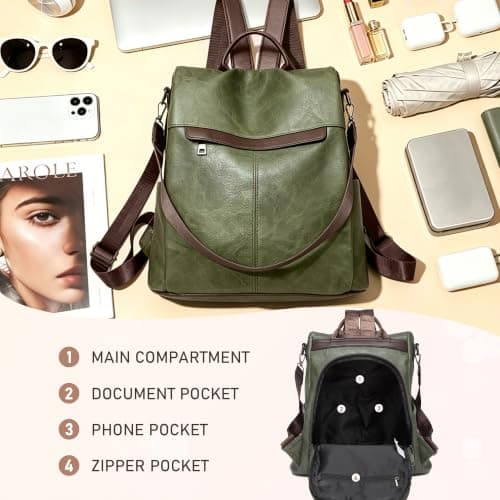 shepretty Women's Backpack Anti-Theft Shoulder Bag Multifunctional School Bags, M — view 5