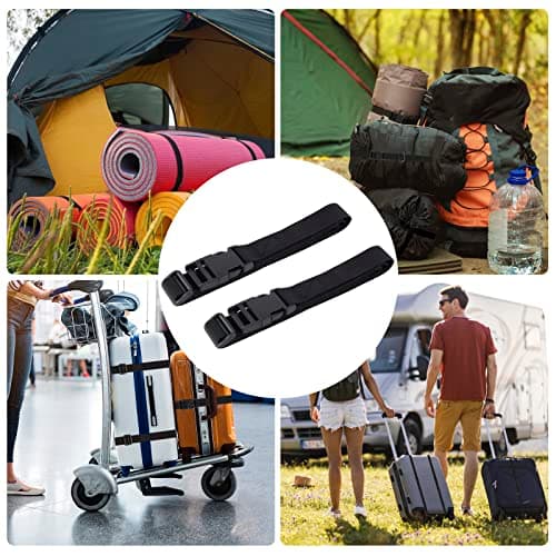 25mm Nylon Webbing Straps Luggage Straps With Flexible Adjustable Buckles Suitcase Travel Belts, Luggage Connecting Straps, Suitable For Luggage Bags, Travel Items, Outdoor Tents（Black, 4 Pcs） — view 4