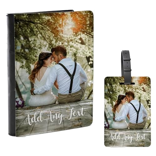Personalised Passport Cover Holder and Custom Photo Luggage Tag Any Logo | Picture | Image Travel Holidays Wallet.