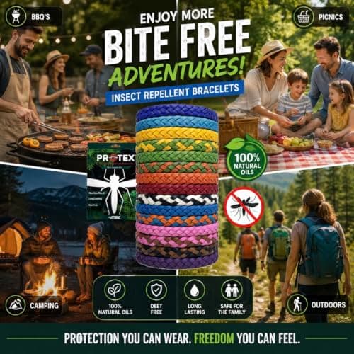 PR0TEX 15 Pack Insect Repellent Bracelet Adjustable Leather Deet-Free Wrist Bands, Powerful Effective Protection, Mosquito Repellent Bracelets for Adults & Kids, Resealable Packaging — view 5