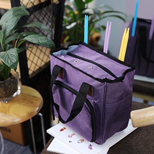 KOKNIT Yarn Storage Containers, Portable Travel Craft Tote Bag with Pockets for Crochet Hooks,Knitting Needles and Accessories, Wonderful Yarn Bag for Beginners — view 6