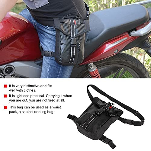Motorcycle Waist Pack Leg Bag Carbon Fiber Style Compact Cycling Hip Fanny Pack for Riding Hiking Travel Men Women — view 2