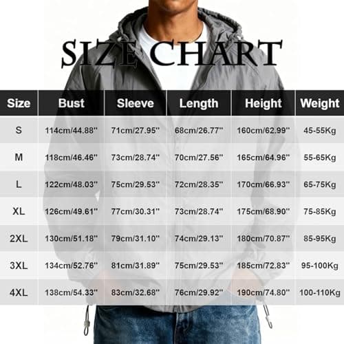 Anbiryeik Men Waterproof Jackets with Hood Lightweight Packable Rain Jacket Softshell Summer Windproof Raincoat Portable Windbreake Outdoor Pullover Top for Hiking Running Cycling Walking Black XL — view 4