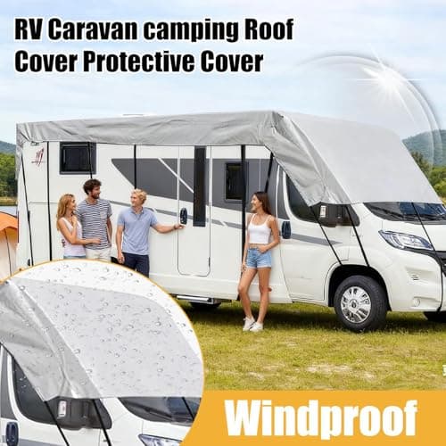 Caravan Roof Cover - 6.5M 210D Canvas Motorhome Top Cover, Waterproof UV Resistant Sunshade Roof Protector | Snowproof & Dustproof For Trailer, Camping, Travel, Outdoor Adventures, Road Trip, Winter — view 2