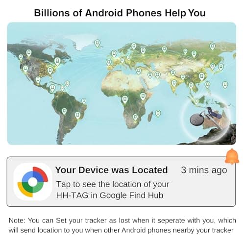 HH-Tech Android Tag Works with Google Find Hub, Smart Tag Tracker, Item Finder, Easily Track Your Keys, Wallet, Bag, Suitcase, and More (Pack-1 Android only) — view 3
