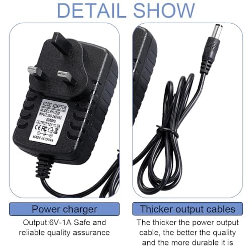 Azlanway 6V Battery Charger for Child Electric Car, 6Volt 1A Charger for Kids Ride on Toy Cars, Motorbikes and Quad Bikes, UK Plug, Power Adapter 100–240V — view 3