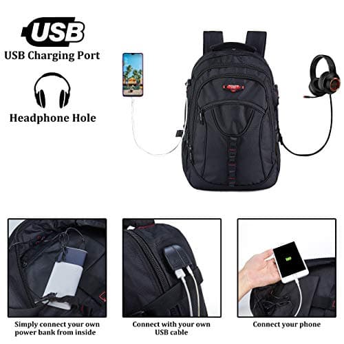 POWER KING Hiking Backpack 30L, Lightweight Casual Backpack for Men Women, Outdoor Travel Daypack for Camping Mountaineering Walking Cycling Climbing Sport, Black — view 3