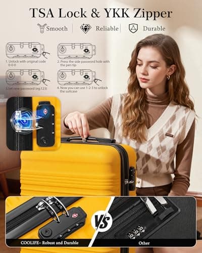COOLIFE 55×40×20 Cabin Suitcase+40x25(36)x20cm Expandable Ryanair Cabin Bag — view 4