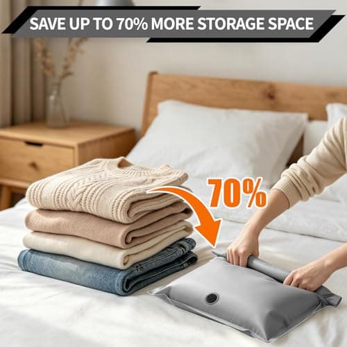 2Pcs Vacuum Storage Bags Travel, Travel Vacuum Compression Bags for Luggage Clothing, Space Saver Bags No Pumping Required, Tear-Resistant Waterproof (Grey, 40X30cm) — view 4