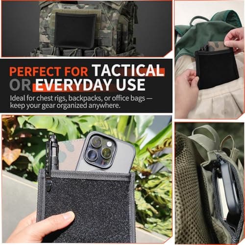 ProSSS Tactical Hook & Loop Admin Pouch Organizer, 15.5x15.5cm Neoprene Divider Sleeve with Dual Compartments, Soft Inner Layer for Phone & Notebook, Velcro Panel Accessory for Backpack or Chest Rig — view 6