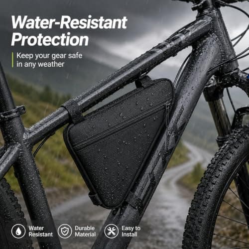 Trevixor Black Bike Bag, Triangle Bike Frame Bag with Zipped Pocket and Hook-and-Loop Straps, 20 x 20 x 28 cm Bicycle Bag for Cycling, Commuting and Travel — view 3