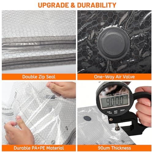 FANGCCC Vacuum Bags for Travel with Rechargeable Electric Pump, 16 Piece Suitcase Packing Set with 12 Reusable Vacuum Storage Bags, Shoe Bag, Laundry Bag and Toiletry Bag — view 6
