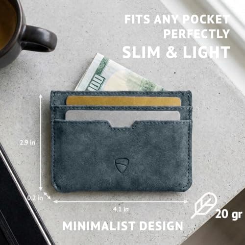Vaultskin MOORGATE Slim Leather Credit Card Holder, RFID Wallet (Teal) — view 2