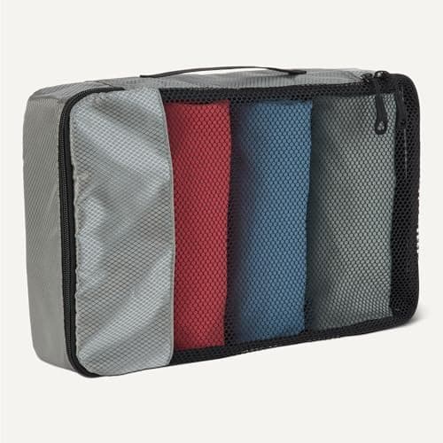 Amazon Essentials 4-Piece Packing Cubes Travel Accessories Set, Luggage Organiser with Double Zip, Mesh Top, 100% Polyester, 2 Large and 2 Medium, Grey (Previously Amazon Basics) — view 4