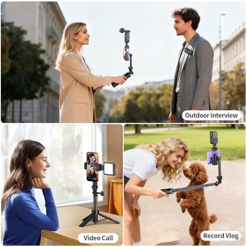 yAyusi Vlogging Kit for iPhone/Android, 30.71" Selfie Stick Tripod with Light, Microphone ＆ Storage Boxes, Studio Creator Video Maker Kit for Interviews, Vlogs, TikTok,YouTube Video Recording — view 6