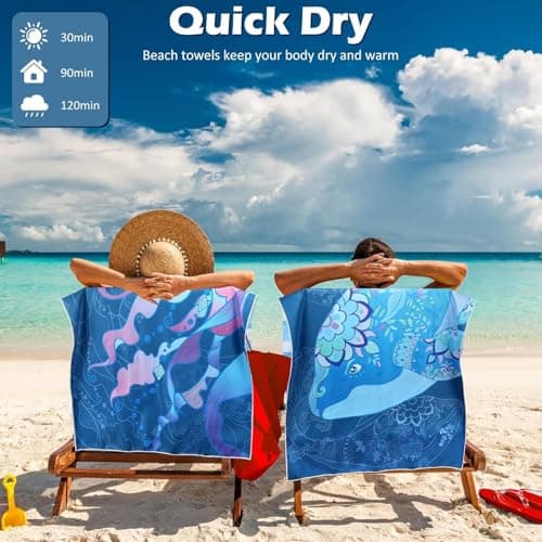 Bingobang 2 Pack Microfiber Beach Towels for Adults Extra Large 180×90 cm — view 5