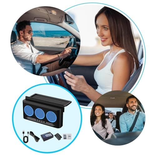 Car Fan 3 Outlets Solar Powered Cooler — view 4