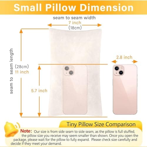 TaiBest 2 Pack Small Pillow, Memory Foam Mini Pillow 11 X 7 Inches for Travel, Sleeping, Nap and Neck, Knee, Lumbar Support, Tiny Pillow Cushion for Pet, Dogs (beige) — view 2
