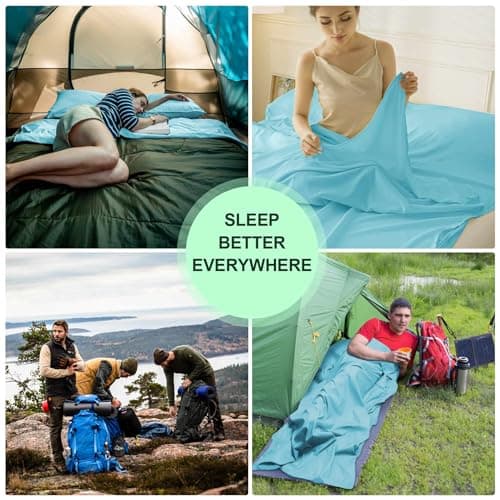 BREENHILL Sleeping Bag Liner, Travel Sheet with Zip, Glacier Blue 80cm — view 6