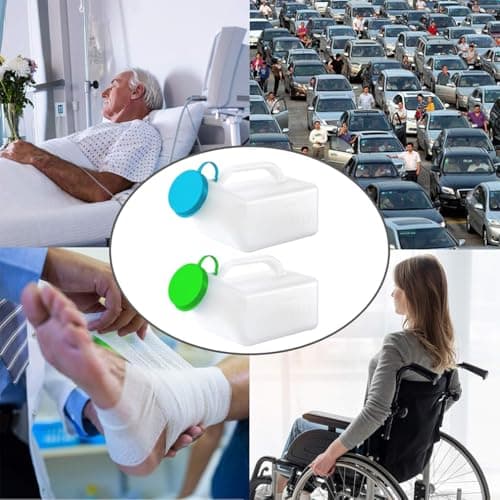 2 Pack Urinals for Men Glow in The Dark Lid - 32oz/1000mL Thick Plastic Mens Bedpan Bottle with Screw-on Lid - Spill Proof Urinary Chamber - Measuring Scale - Male Portable Travel Pee Bottles — view 6