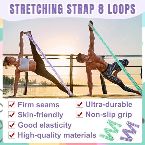 Meng Jiaran 2 Pcs Stretching Bands Yoga Straps with 8 Adjustable Loops — view 3
