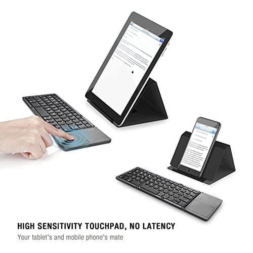 Zedo Foldable Bluetooth Keyboard, Pocket Size Portable Mini BT Wireless Keyboard with Touchpad for Android, Windows, PC, Tablet, with Rechargeable Li-ion Battery — view 5