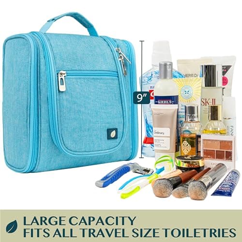 PAVILIA Hanging Travel Toiletry Bag Women Men | Hygiene Bag, Bathroom Toiletry Organizer Kit for Cosmetics, Makeup, Toiletries Accessories (Turquoise) — view 4