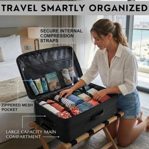 DK Luggage 26" Medium Lightweight Suitcases Expandable Trolley case with 2 Wheels DK16 Black/Red — view 5