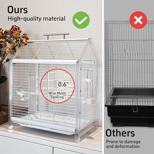 AideeGrowth 20.5 inch Small Bird Cage, Parrot Cage, Portable Bird Carrier, Travel Carrier Cage for Home, Outing, Pet Clinic, Temporary Placement, for Small Medium Birds(White) — view 3