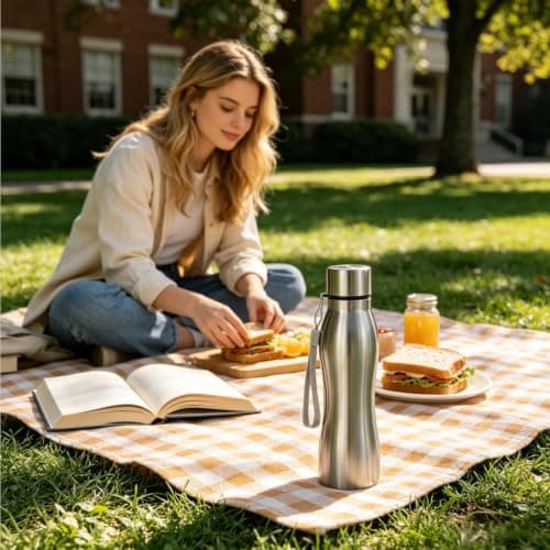 Wakuuea 1L Water Bottle Stainless Steel, Large Metal Bottle — view 3