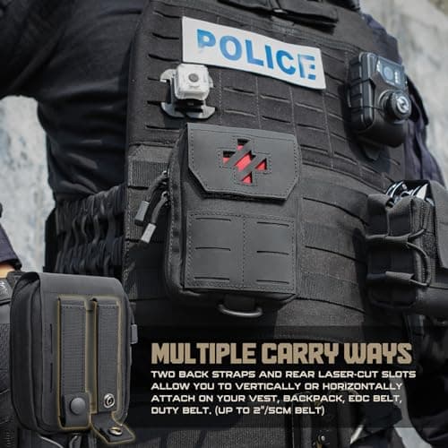 WYNEX Molle IFAK First Aid Pouch, Tactical Medical Trauma Pouch MED EMT Belt Pouch Small Portable Utility Emergency Survival Pack with Immediate Identify Cross for Belt Vest — view 3