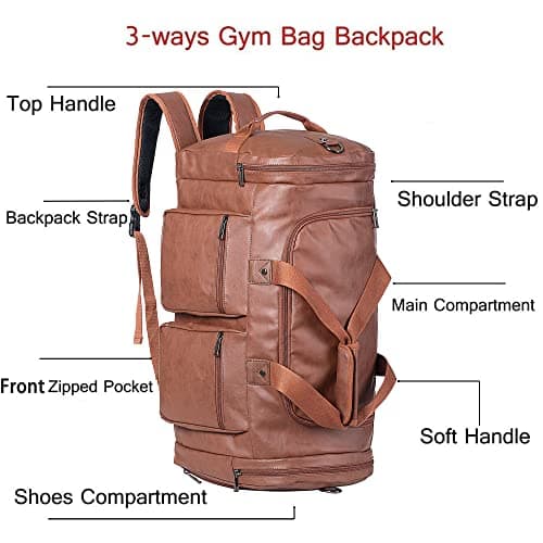 Duffel Backpack with Shoe Pouch, Waterproof Sports Duffel Gym Backpack Overnight Carry On Weekender Bag for Men Women — view 3