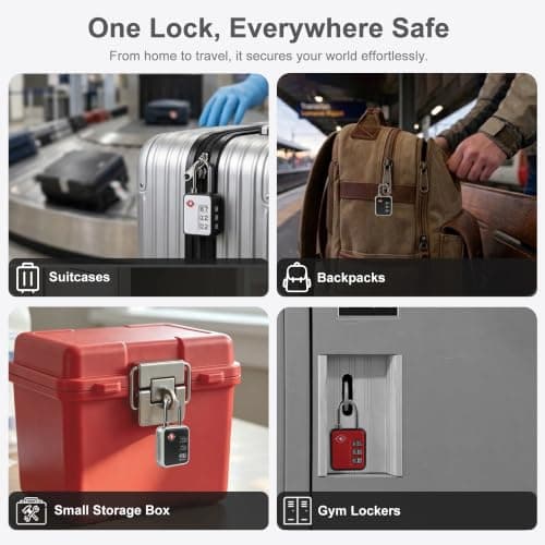 UP Security TSA-Approved Combination Padlock - Durable, Resettable, Compact Travel Lock for Luggage, Suitcase, Gym Locker, and More (Black+White) — view 2