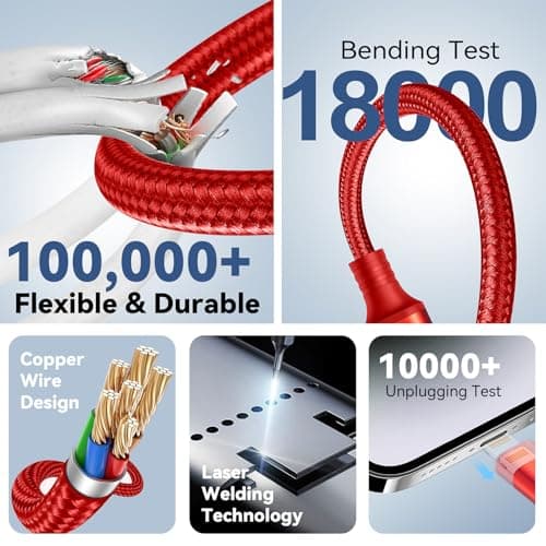 Minlu Multi Charger Cable, 4 in 2 USB Charging Cable 3.5A 1.2M, Nylon — view 5
