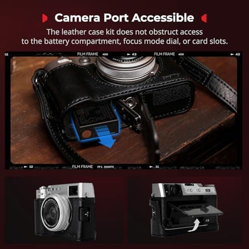 SMALLRIG Leather Case Kit for FUJIFILM X100VI, Including Half Cases, Flip Case Cover and Shoulder Strap, Genuine Leather Material, Portable and Protecting, Black - 5622 — view 6