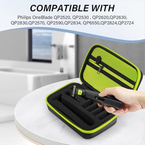 AOGOE Case for Philips O Blade QP2630, QP2520, QP2620, QP2724, QP6550, Portable Trimmer Shaver Protection, Travel Organizer Carrying Bag for O Blade, Electric Face Body Trimmer Travel Case, Black — view 5