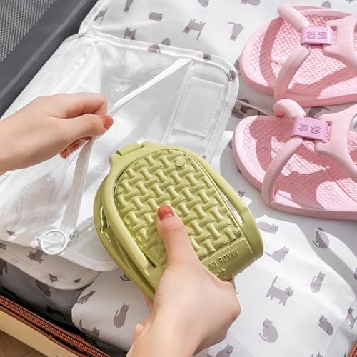 WZNKXFC Travel Slippers Shower Foldable Shoes Quick Drying Non Slip for Women Lightweight Shoes Men Beach Spa Portable Hotel EU Size 39-40 Green — view 3