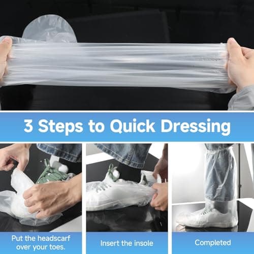 Aihoom 10 Pairs Waterproof Shoe Covers Boot Covers, Long Disposable Non-Slip Waterproof Boot Covers, Thickened Overshoes Shoe Rain Protector Covers for Men and Women (Transparent) — view 3