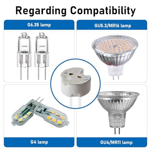 10 Pack MR16 GU5.3 G4 G6.35 GU4 Lamp Sockets for LED & Halogen Bulbs, Ceramic Base Light Socket Holders for LED and Halogen Bulbs Heat Resistant Wires Low Voltage Bulb Holder Fittings — view 3