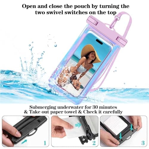 Up to 8.3" 4 Pack Iridescence Universal Waterproof Phone Pouch, Large Phone Waterproof Case Dry Bag, Protection Level: IP68, Outdoor Sports for Apple iPhone,Samsung,and More, Iridescence 4 Pack — view 4