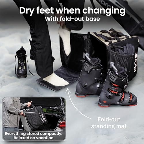 Otaro Ski Boot Bag with Helmet Compartment (PRO | 57 L incl. Backpack Straps | Frost White) Premium Equipment Carrier for Footwear. Also Ideal as an ice Skate Bag. — view 3