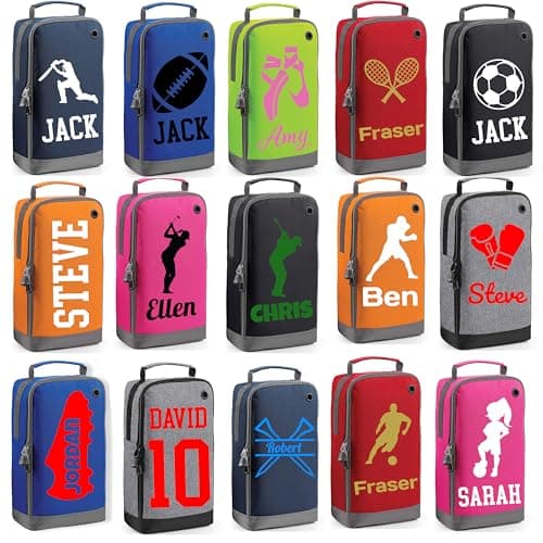 Personalised Boot Bag – Custom Name Sports Shoe Bag – Water-Resistant & Easy Clean – Colourful Design for Kids School PE, Football, Rugby, Dance, Badminton, Golf – Ideal for Boys & Girls (Ice Silver) — view 3